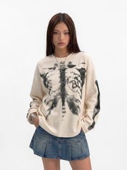 Skeleton Cotton Waffle Sweatshirt