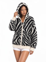 Zebra Swirl Zip-Up Cardigan