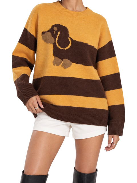 Dachshund Stripe Crewneck Sweater
