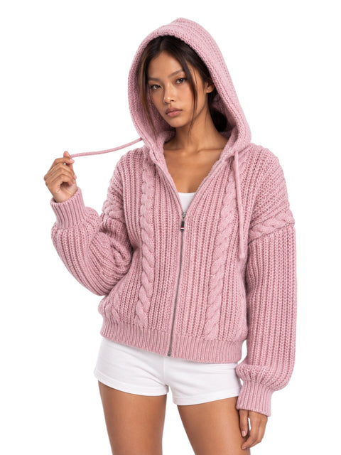 Chunky Knit Hooded Zipper - Cozy Limited Edition