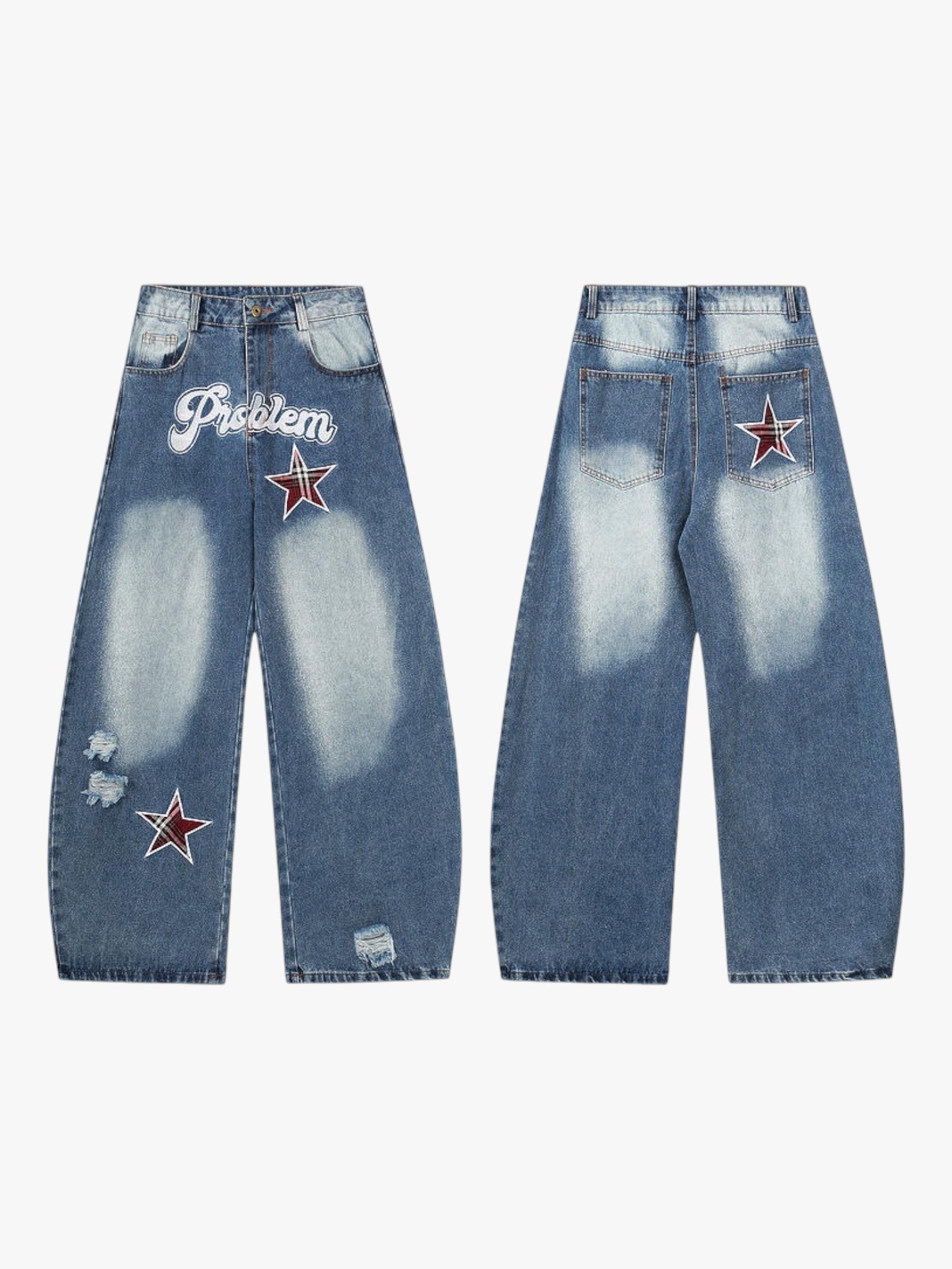 GKIKZ "STAR ISSUE" WIDE-LEG DENIM PANTS