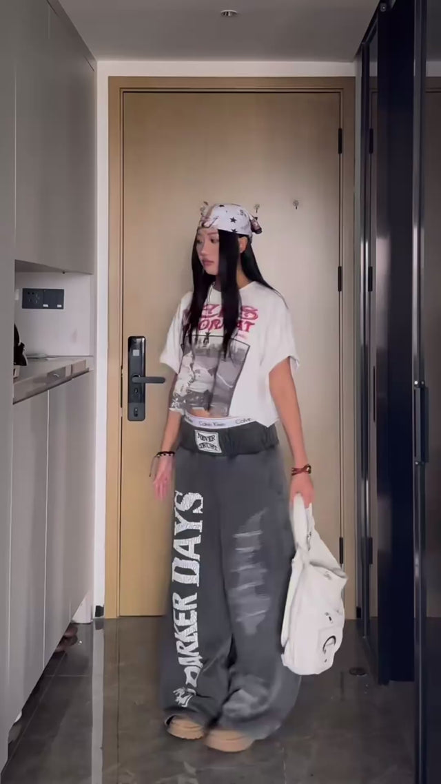 "Never Trust" Wide-Leg Pant