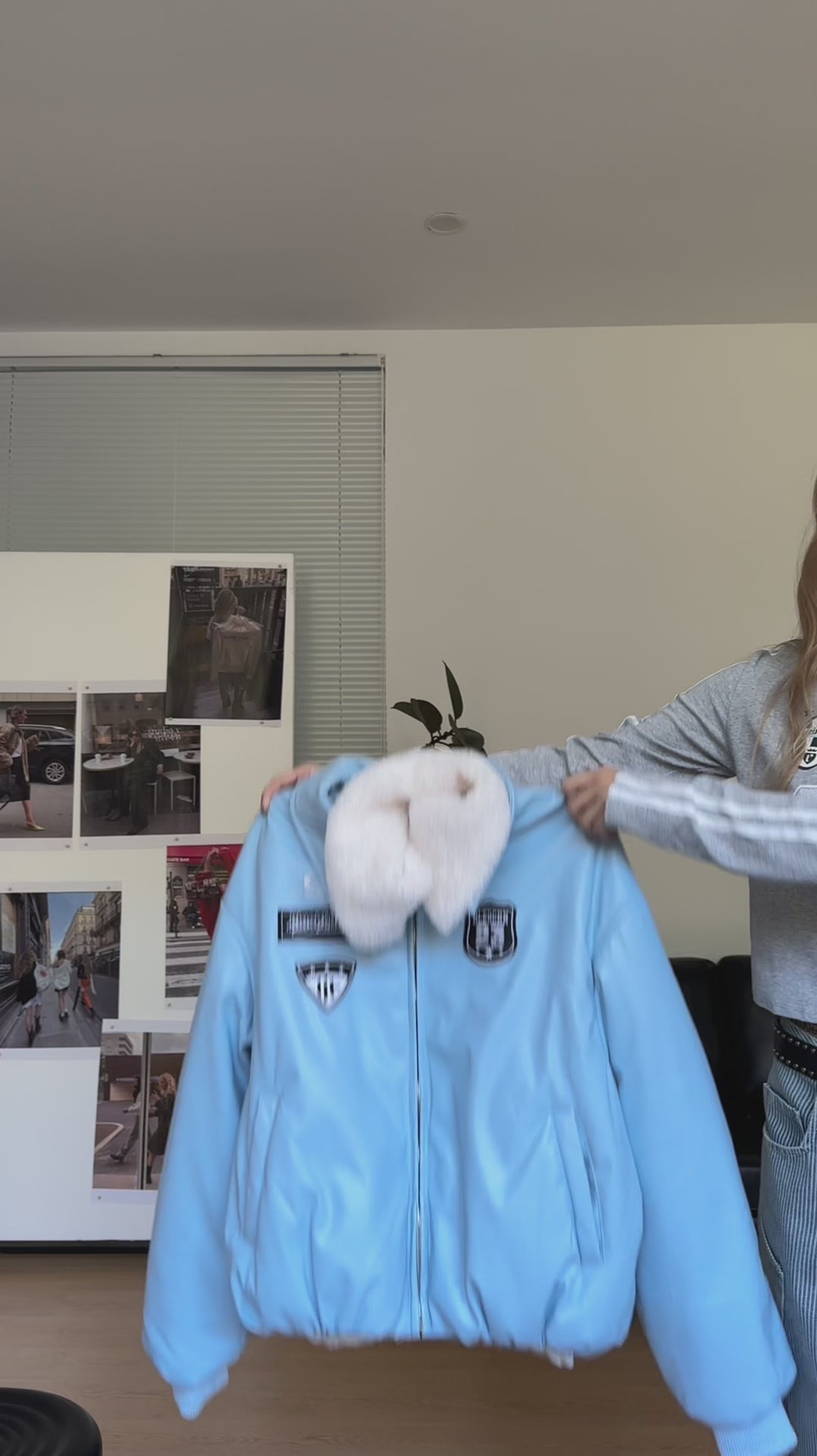 Retro Baseball Fur Collar Leather Jacket