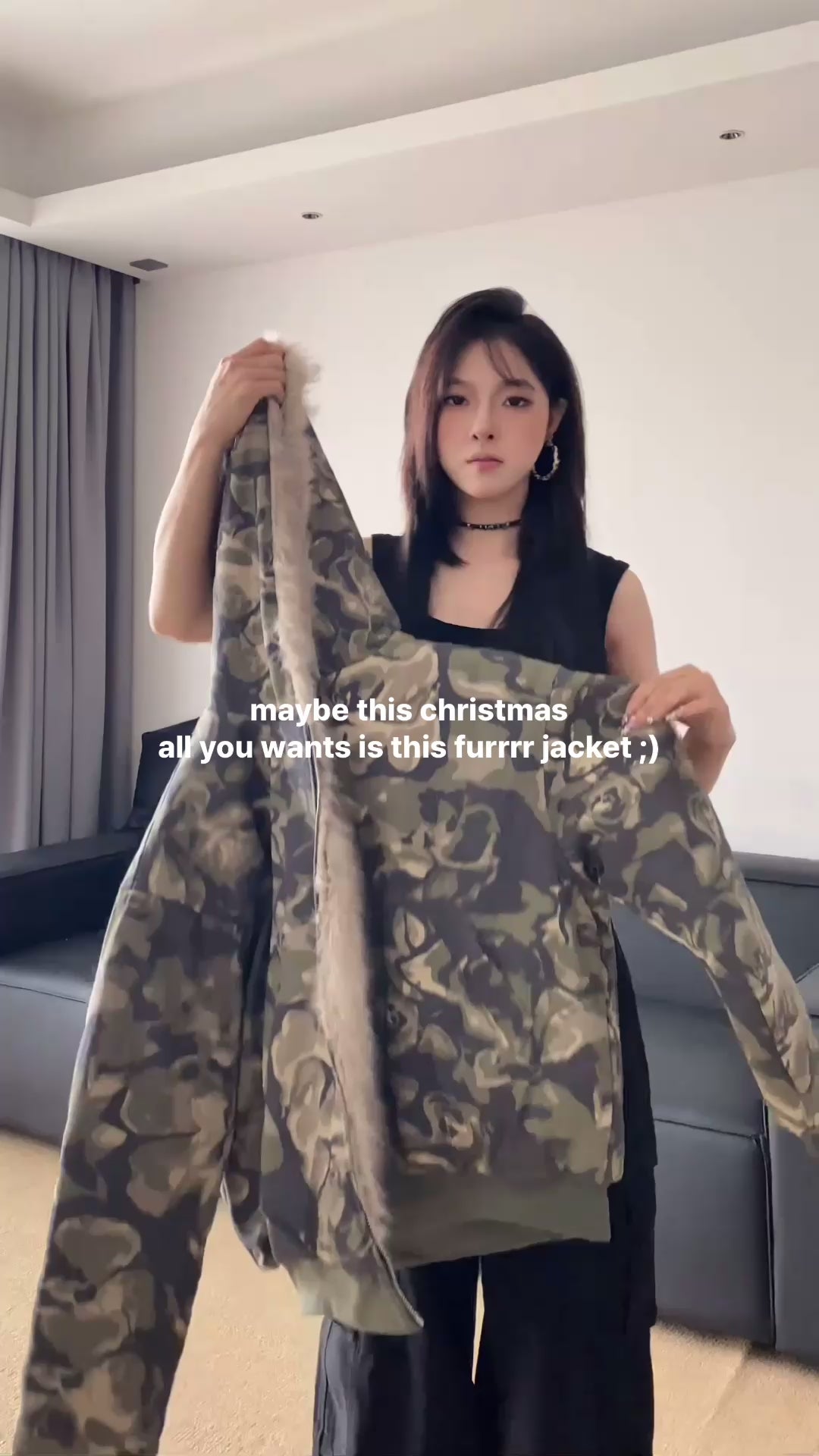 GKIKZ COTTON PADDED FUR COLLAR JACKET