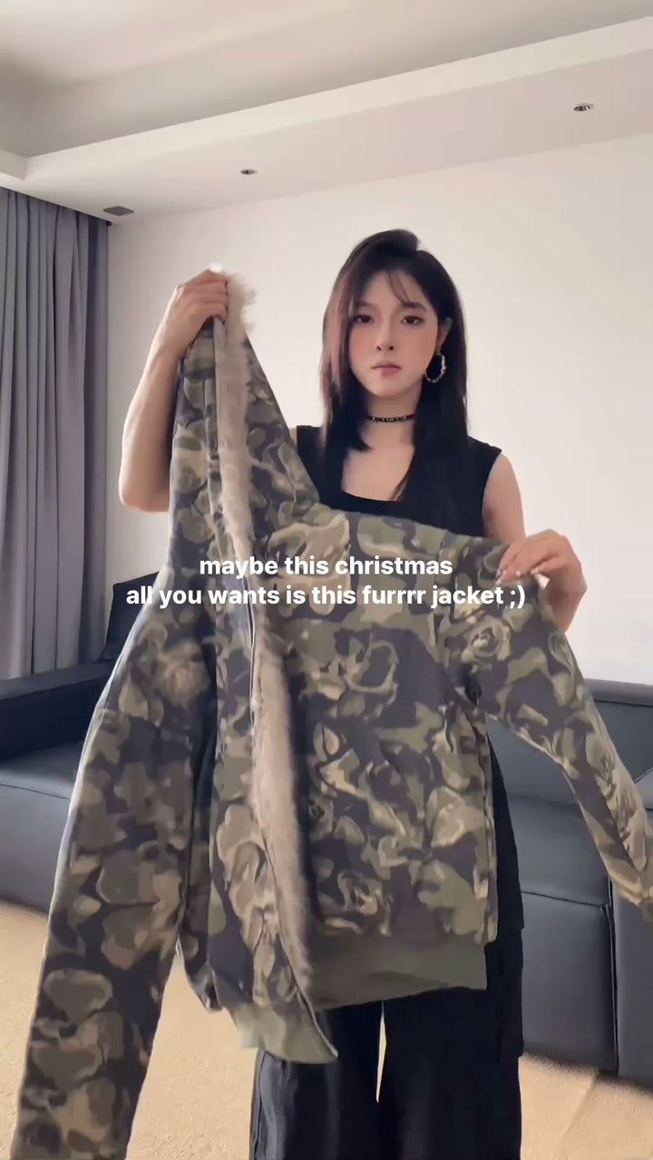 GKIKZ COTTON PADDED FUR COLLAR JACKET