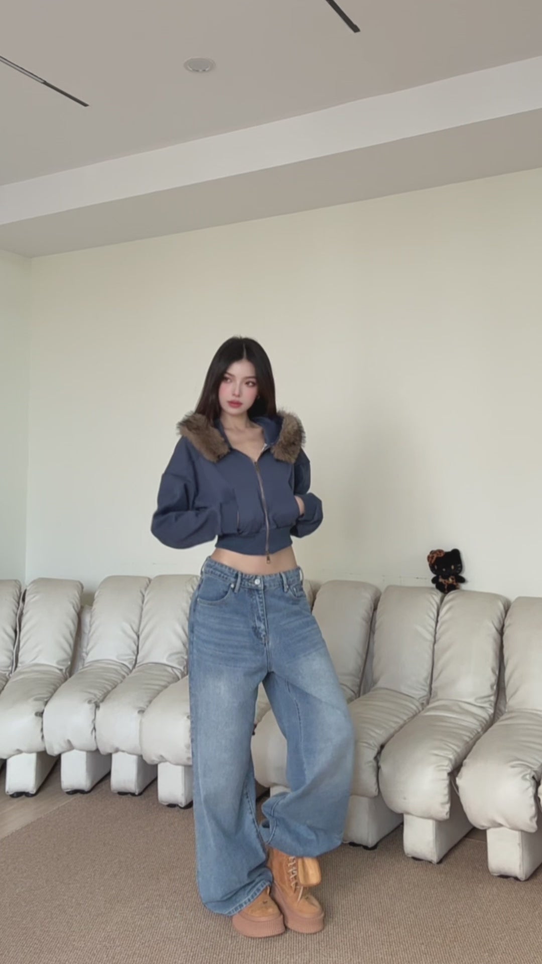 GKIKZ FOX FLARE ZIP-UP HOODIE