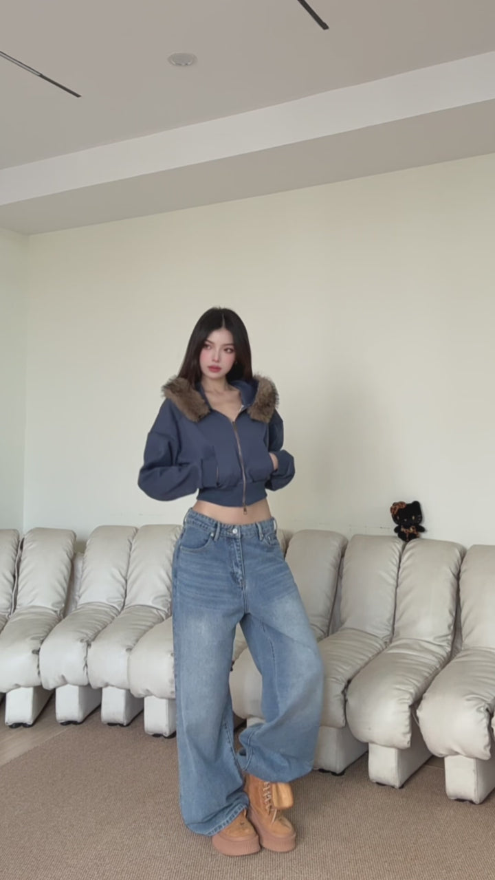 GKIKZ FOX FLARE ZIP-UP HOODIE