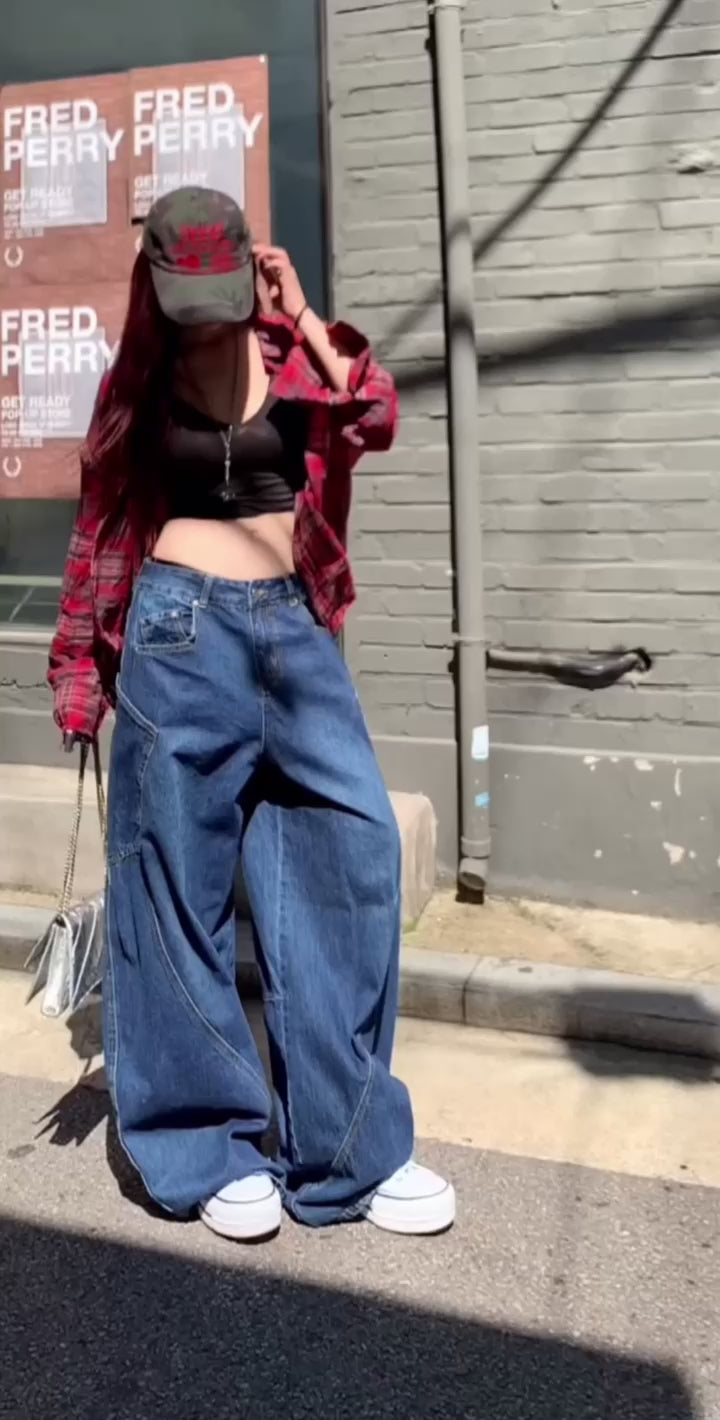 GKIKZ BIG POCKET SCIMITAR BAGGY JEANS