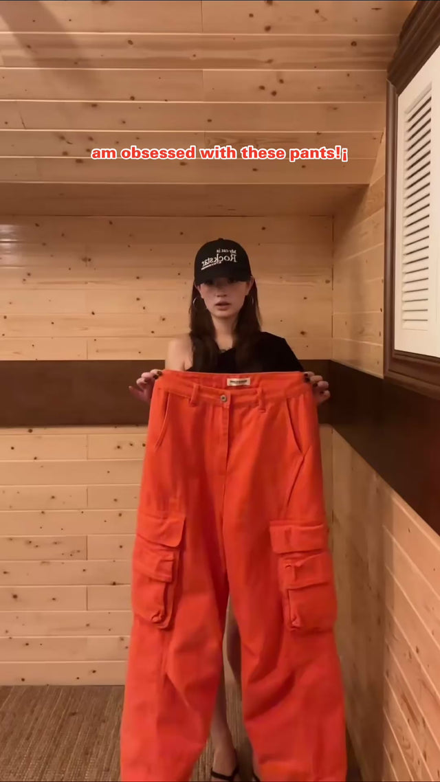 Deconstructed Orange Multi-Pocket Utility Pant