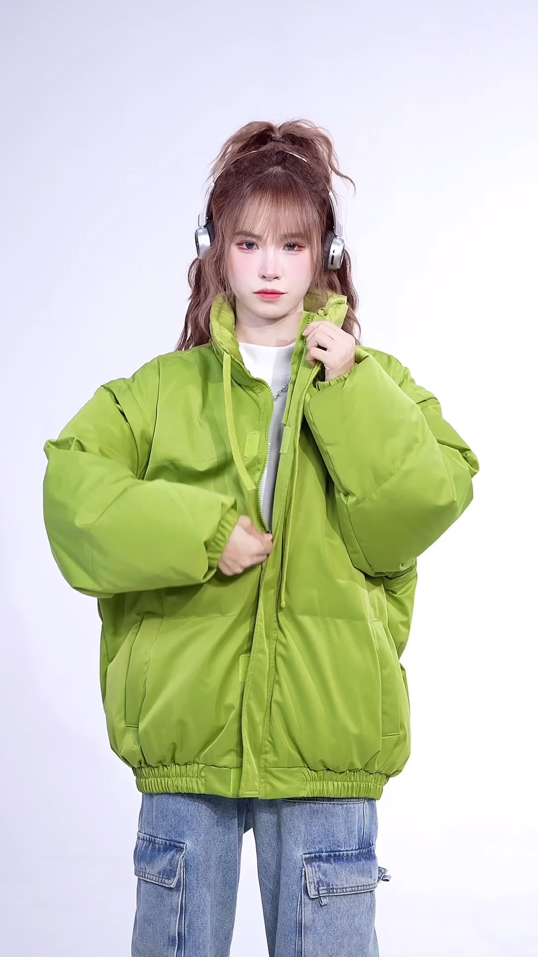 GKIKZ SLEEVE OR SLEEVELESS DETACHABLE PUFFER JACKET