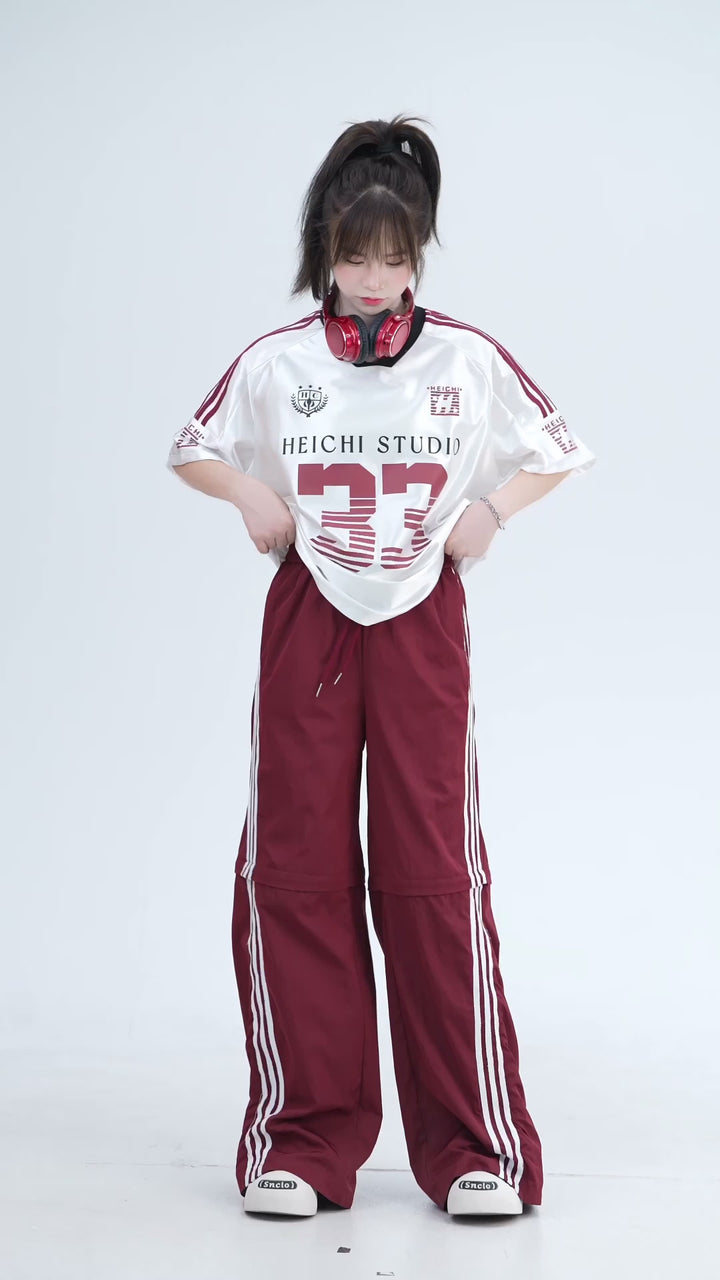 [25SS RESTOCKS] GKIKZ TRI-STRIPE CURVE DETACHABLE WIDE LEG PANTS