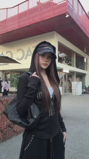 GKIKZ RIVET CROSS WIDE-LEG PANTS