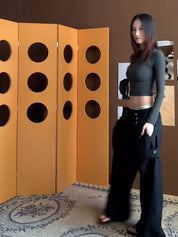 Ornate Round Filigree Wide-leg Pants