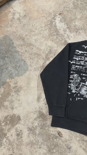 [HOLIDAY RESTOCK] GKIKZ RETRO DISTRESSED BLACK-ENERGY ZIPPER HOODIE