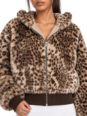 Wildcat Leopard Plush Hooded Jacket