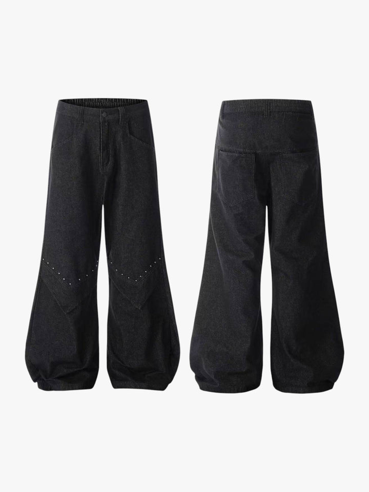 GKIKZ STUDDED SILHOUETTE BAGGY WIDE-LEG DENIM