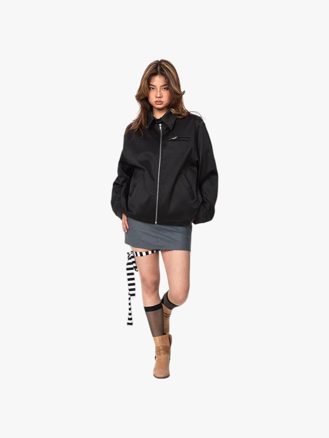 GKIKZ RETRO SOLID COLORS SHORT LAPELS JACKET