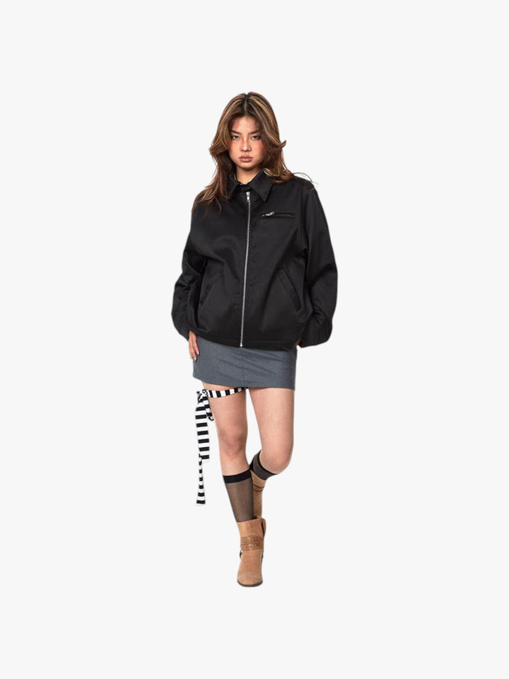 GKIKZ RETRO SOLID COLORS SHORT LAPELS JACKET