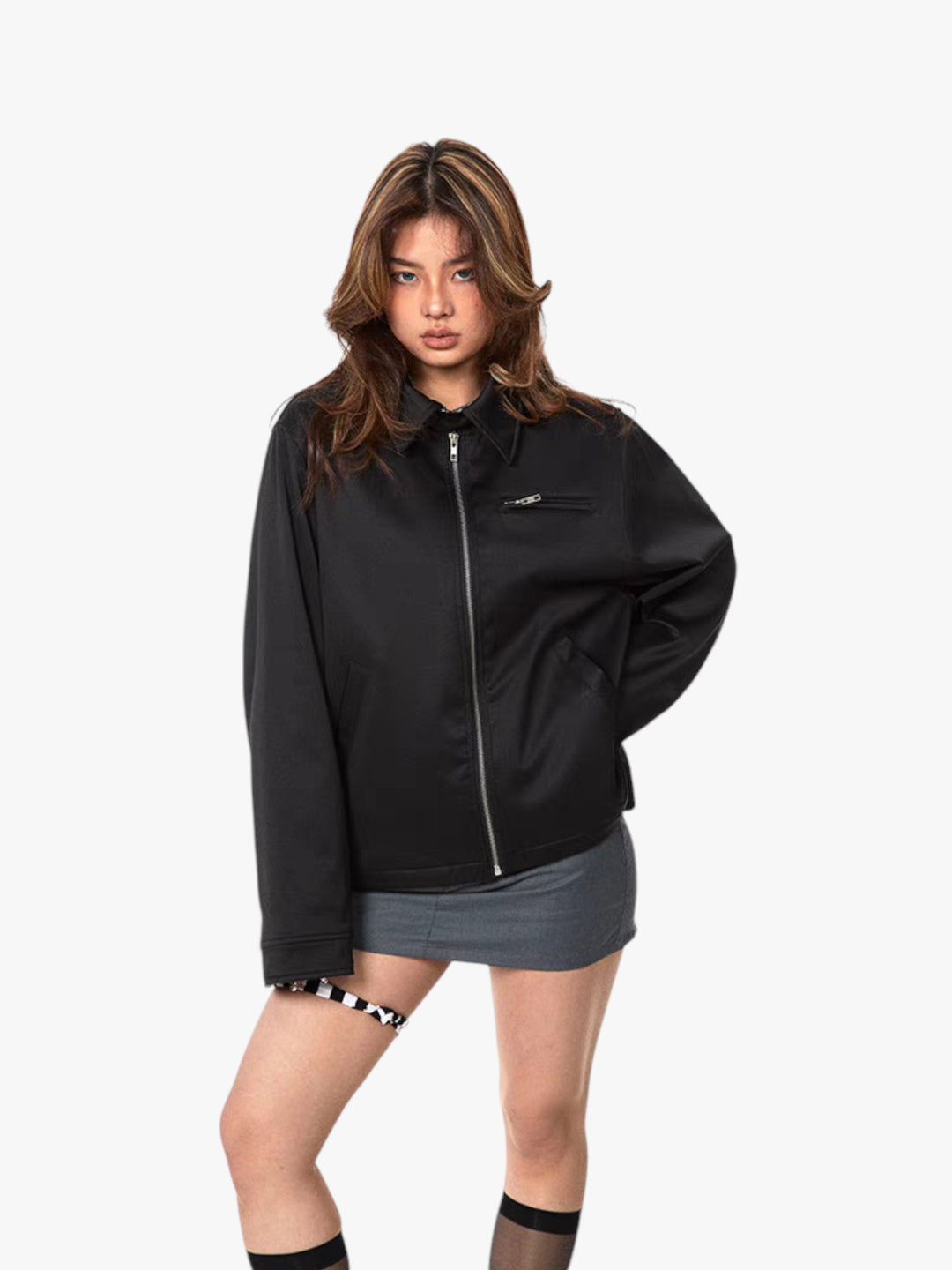 GKIKZ RETRO SOLID COLORS SHORT LAPELS JACKET