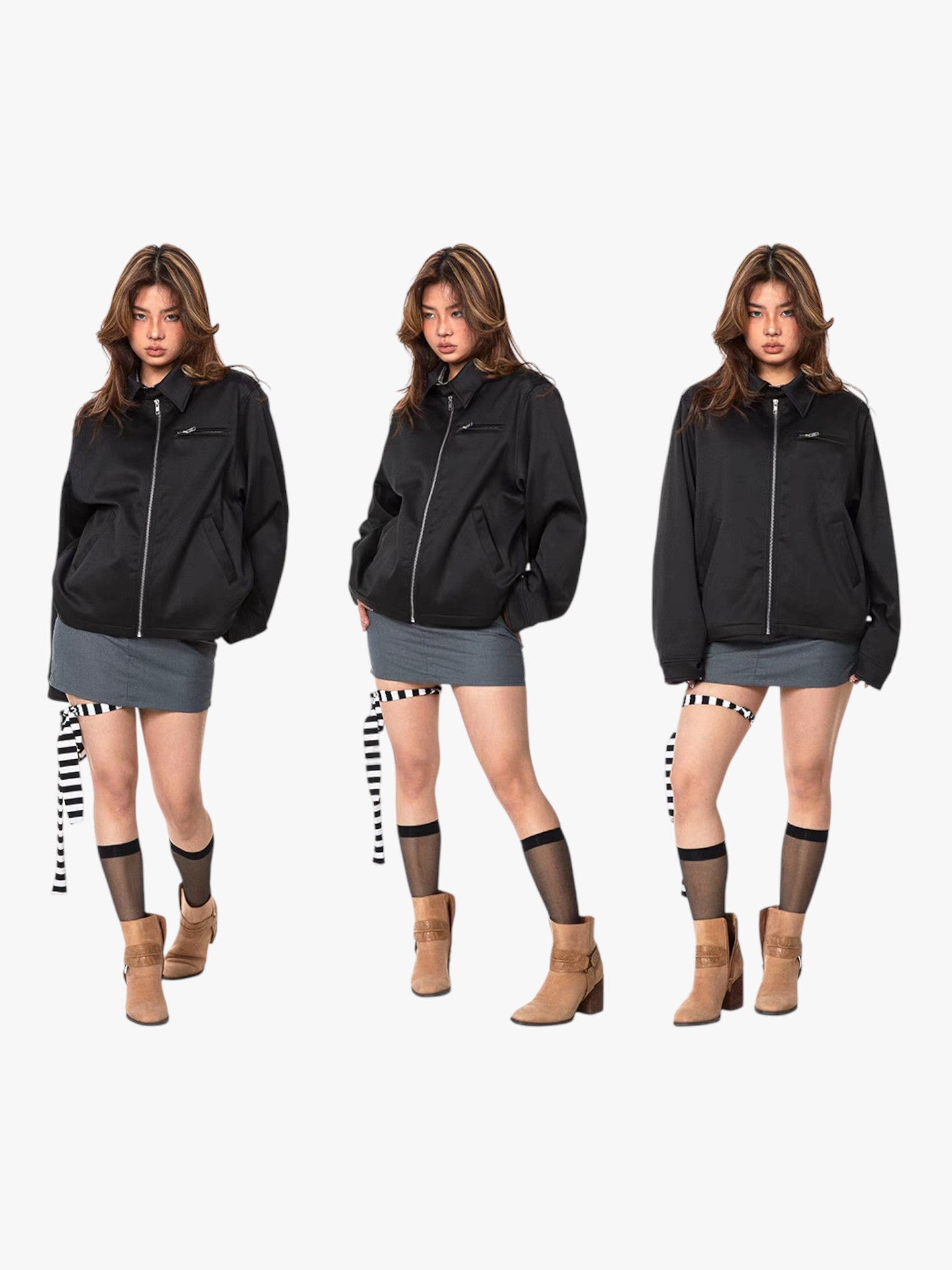 GKIKZ RETRO SOLID COLORS SHORT LAPELS JACKET