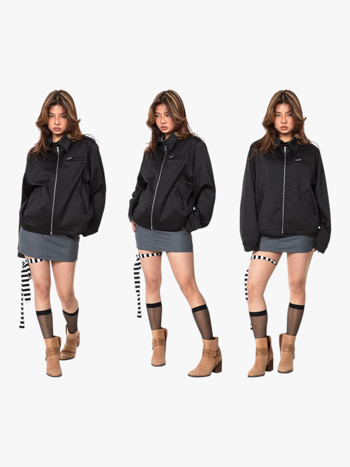 GKIKZ RETRO SOLID COLORS SHORT LAPELS JACKET