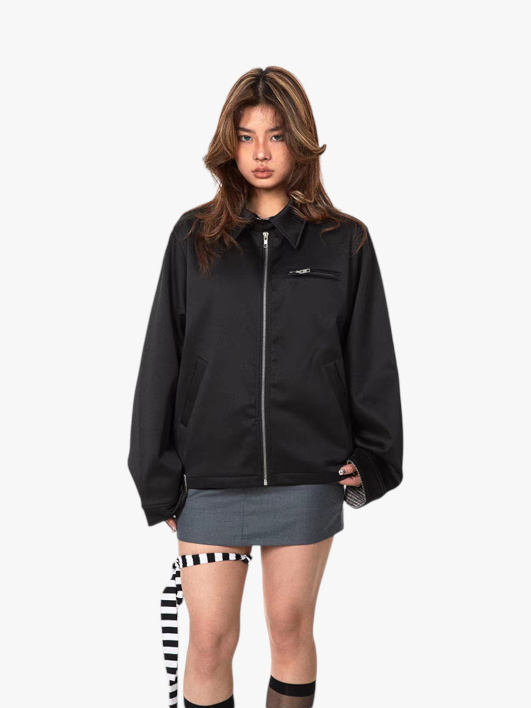 GKIKZ RETRO SOLID COLORS SHORT LAPELS JACKET