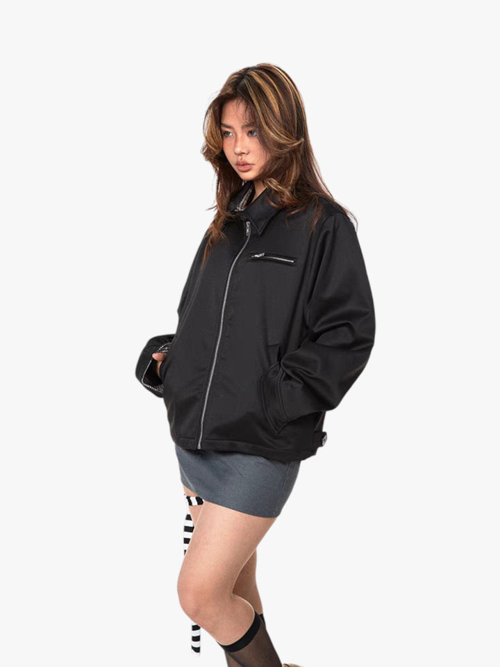 GKIKZ RETRO SOLID COLORS SHORT LAPELS JACKET