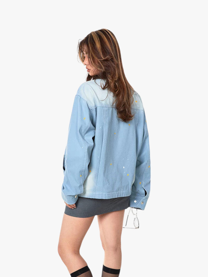 GKIKZ OMBRÉ WASHED CONTRAST DENIM JACKET