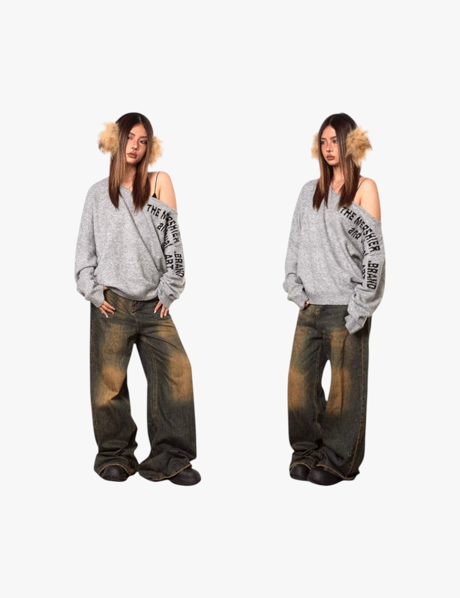 GKIKZ OFF-SHOULDER ASYMMETRIC SWEATER