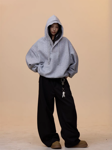 [VALENTINE SPECIAL] GKIKZ CABLE-KNIT OVERSIZED HOODIE