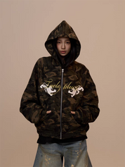 [VALENTINE SPECIAL] GKIKZ CAMOUFLAGE DRAGON PRINT ZIPPER HOODIE