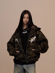 [VALENTINE SPECIAL] GKIKZ CAMOUFLAGE DRAGON PRINT ZIPPER HOODIE