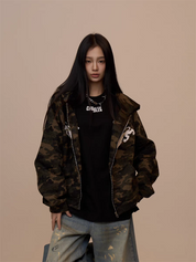 [VALENTINE SPECIAL] GKIKZ CAMOUFLAGE DRAGON PRINT ZIPPER HOODIE