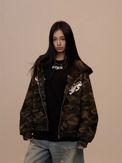[VALENTINE SPECIAL] GKIKZ CAMOUFLAGE DRAGON PRINT ZIPPER HOODIE