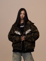 [VALENTINE SPECIAL] GKIKZ CAMOUFLAGE DRAGON PRINT ZIPPER HOODIE