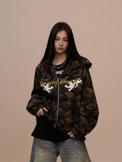 [VALENTINE SPECIAL] GKIKZ CAMOUFLAGE DRAGON PRINT ZIPPER HOODIE