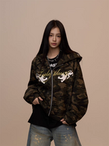 [VALENTINE SPECIAL] GKIKZ CAMOUFLAGE DRAGON PRINT ZIPPER HOODIE