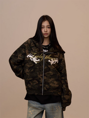 [VALENTINE SPECIAL] GKIKZ CAMOUFLAGE DRAGON PRINT ZIPPER HOODIE