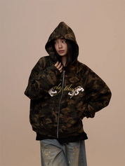 [VALENTINE SPECIAL] GKIKZ CAMOUFLAGE DRAGON PRINT ZIPPER HOODIE