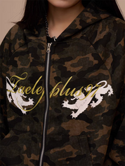 [VALENTINE SPECIAL] GKIKZ CAMOUFLAGE DRAGON PRINT ZIPPER HOODIE