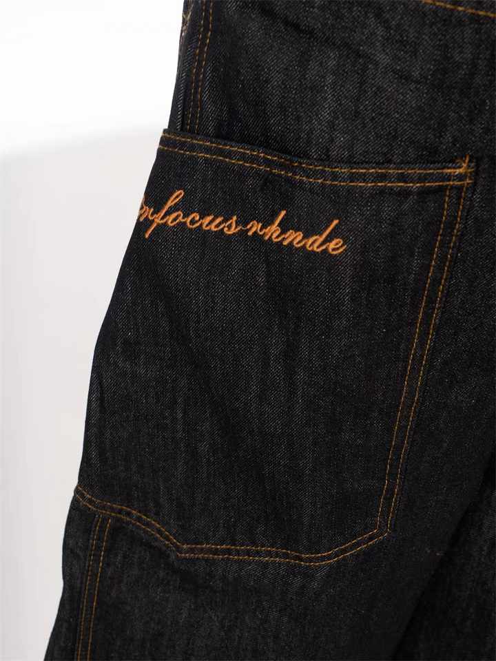 GKIKZ PLAID PATCHWORK WIDE-LEG DENIM SHORTS