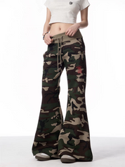 GKIKZ CAMOUFLAGE WIDE-LEG DRAWSTRING PANTS