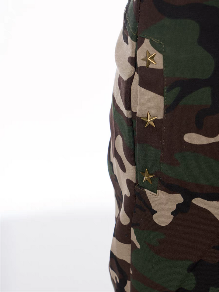 GKIKZ CAMOUFLAGE WIDE-LEG DRAWSTRING PANTS