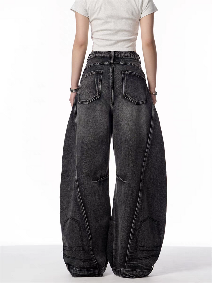 GKIKZ DISTRESSED WIDE-LEG BANANA JEANS