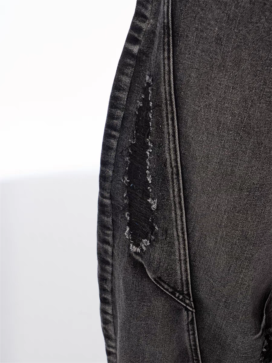 GKIKZ DISTRESSED WIDE-LEG BANANA JEANS