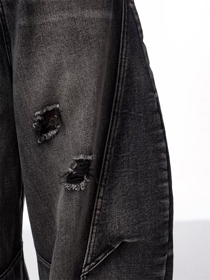 GKIKZ DISTRESSED WIDE-LEG BANANA JEANS