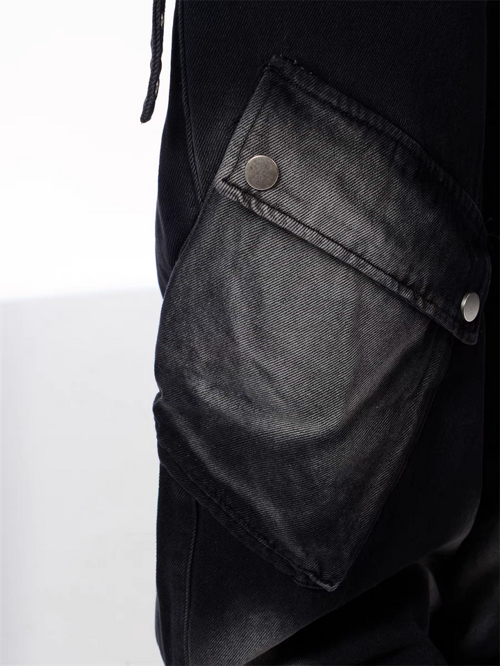 GKIKZ BLACK CARGO WIDE-LEG JEANS