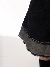 GKIKZ VINTAGE BLACK WIDE-LEG CROPPED DENIM JORTS