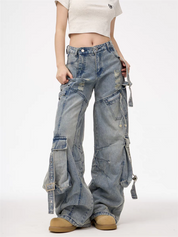 [25SS NEW ARRIVAL] GKIKZ HEAVY-DUTY UTILITY POCKETS DENIM CARGO