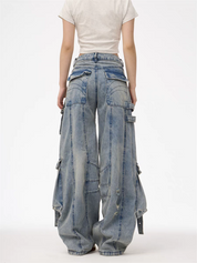 [25SS NEW ARRIVAL] GKIKZ HEAVY-DUTY UTILITY POCKETS DENIM CARGO